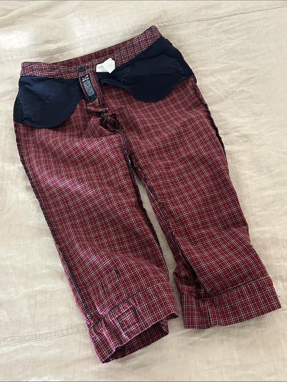 GAS Collection Plaid Capri Pants Waist 26 Low Rise Buckle Hem Y2K - Picture 10 of 16